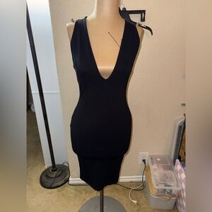Women’s Forever 21 Classic Black Deep V Neck Bodycon Dress